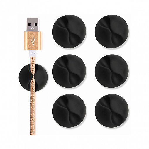 Держатели для проводов Park, самоклеящиеся, набор 6 шт, черные фото