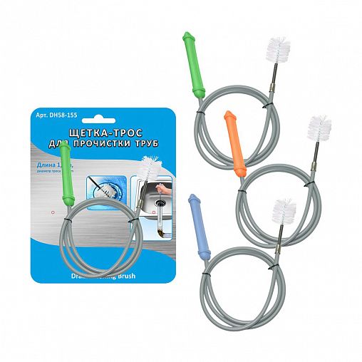 Трос сантехнический Мультидом, с щеткой, 1,2 м фото