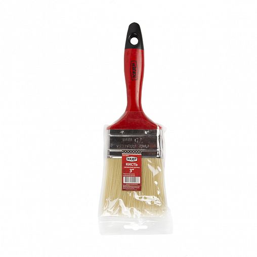 Кисть плоская Кедр №3, смешанная щетина, пластиковая ручка, 75 мм фото