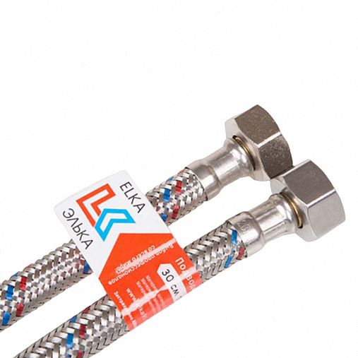 Сильфонная подводка для газа из нержавеющей стали Elka 1/2", 100 см, гайка-гайка фото