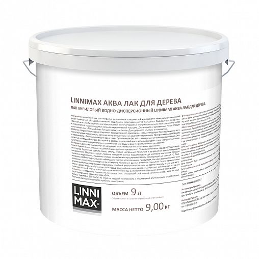 Лак для дерева Linnimax Аква, акриловый, шелковисто-матовый, 9 л фото