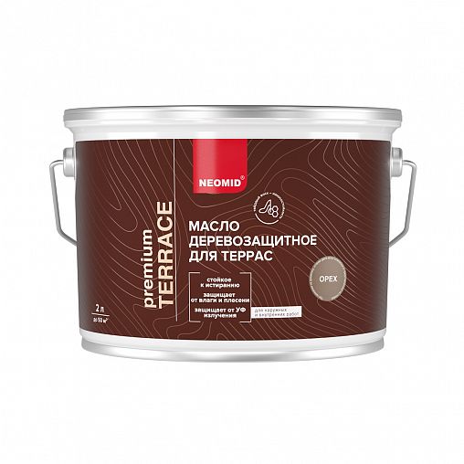 Масло для террас Neomid Premium Terrace, шелковисто-матовое, 2 л, орех фото