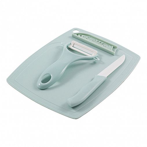 Набор кухонный Mallony Ceramic, 3 предмета (нож, овощечистка, разделочная доска) фото