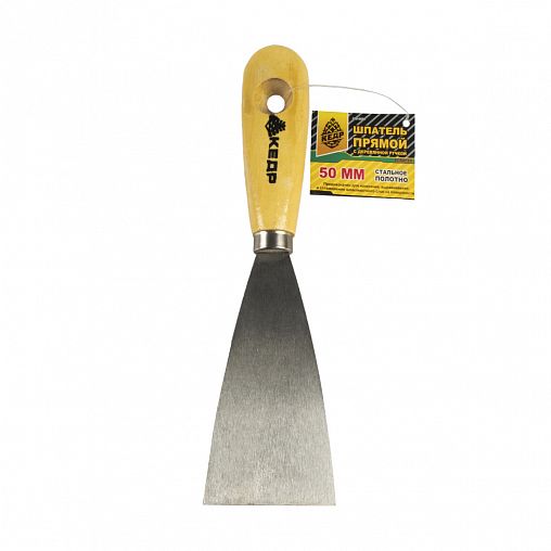 Шпатель Кедр, стальной, деревянная ручка, 50 мм фото