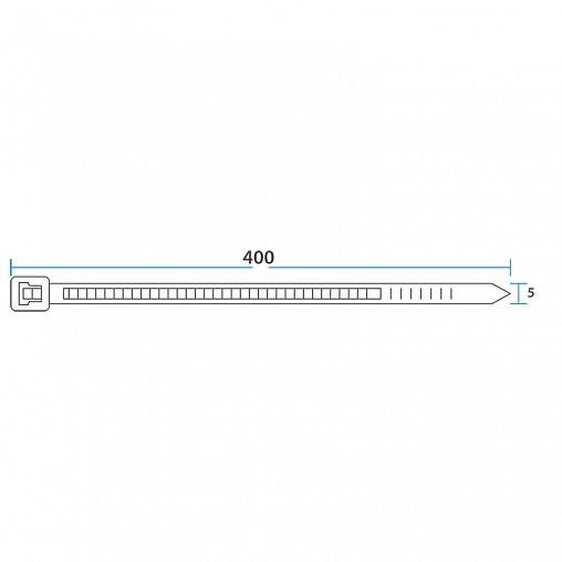 Хомут-стяжка Rexant, нейлон, 4,8 x 400 мм, 100 шт, белый фото
