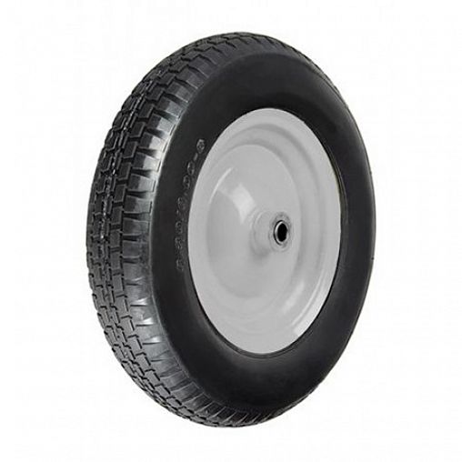Колесо для тачки полиуретановое (бескамерное), размер 3.25-8, 360 мм, ось 25 мм фото