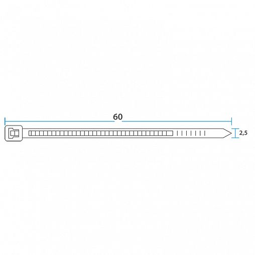 Хомут-стяжка Rexant, нейлон, 2,5 x 100 мм, 100 шт, белый фото