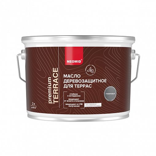 Масло для террас Neomid Premium Terrace, шелковисто-матовое, 2 л, графитовое фото