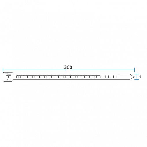 Хомут-стяжка Rexant, нейлон, 3,6 x 300 мм, 100 шт, белый фото