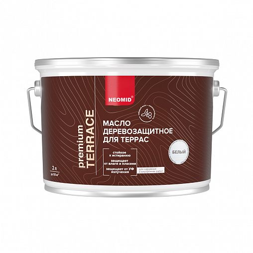 Масло для террас Neomid Premium Terrace, шелковисто-матовое, 2 л, белое фото