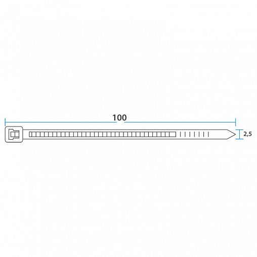 Хомут-стяжка Rexant, нейлон, 2,5 x 100 мм, 100 шт, черный фото
