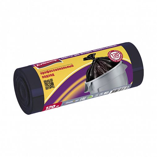 Мешки для мусора Avikomp Professional, 29 мкм, 120 л, рулон 10 шт, черные фото
