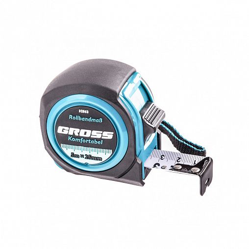 Рулетка Gross Komfortabel, с фиксатором, обрезиненная, 5 м x 25 мм фото