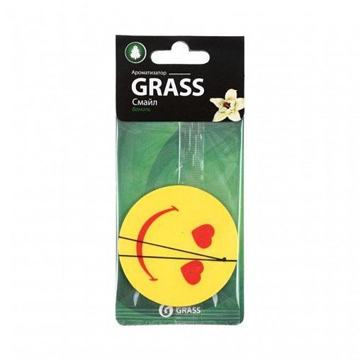 Ароматизатор автомобильный картонный Grass Смайл, ваниль фото
