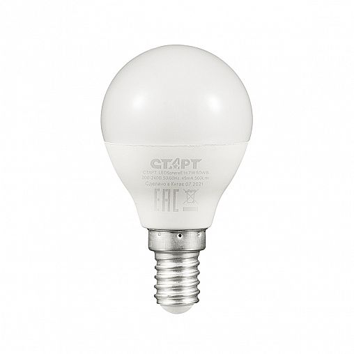 Лампа светодиодная LED Старт ECO Шар, E14, 7 Вт, 6500 K, холодный белый свет фото