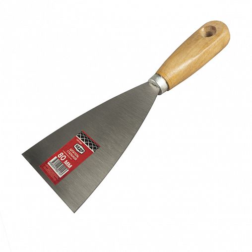 Шпатель Кедр, стальной, деревянная ручка, 80 мм фото