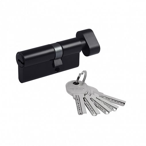 Цилиндровый механизм Нора-М STD AL ЛПВ-70 (40-30В), ключ/вертушка, черный фото