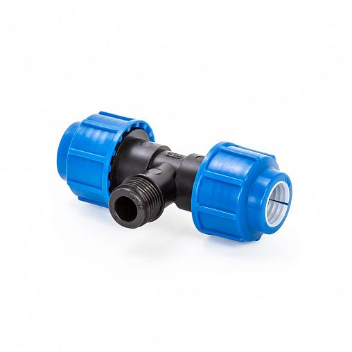 Тройник компрессионный для ПНД труб Lammin, наружная резьба, 25 x 1" фото