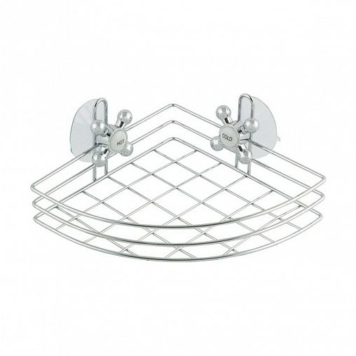 Полка-корзина для ванной на присосках Рыжий кот Spot-BH-06, 17,6 x 17,6 x 9,8 см, угловая фото