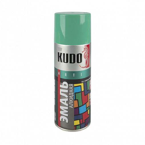 Аэрозольная алкидная краска Kudo KU-1006, 520 мл, RAL 6024, светло-зеленая фото