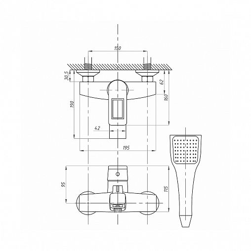 Смеситель для ванны с душем Fauzt FZS-W61, однорычажный, белый фото