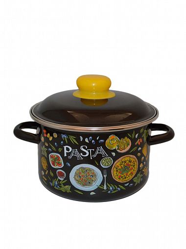 Кастрюля эмалированная СтальЭмаль Pasta, 2 л, черная фото
