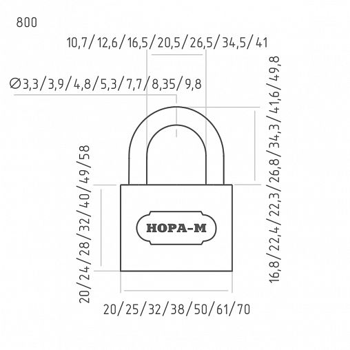 Замок навесной Нора-М ЗН-800 25 мм, 2 ключа фото