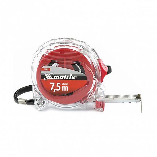 Рулетка Matrix Crystal, корпус поликарбонат, 7,5 м x 25 мм фото