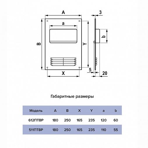 Площадка торцевая Era 511ПТВР, пластик, с решеткой, с фланцем 55 x 110 мм, 180 x 250 мм фото