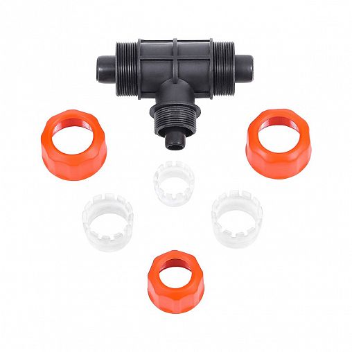 Тройник для соединения шлангов Жук, цанговый, 3/4" - 3/4" - 1/2" фото