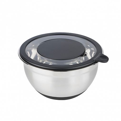 Миска из нержавеющей стали Mallony Amarena, крышка-терка, 3 насадки, 2,8 л фото