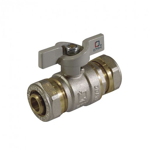 Кран шаровой для труб СТМ, 20 x 20, гайка обжим, бабочка фото