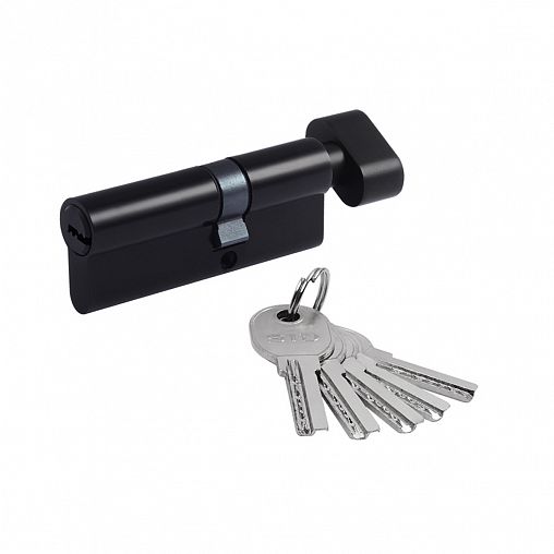 Цилиндровый механизм Нора-М STD AL ЛПВ-80 (45-35В), ключ/вертушка, черный фото