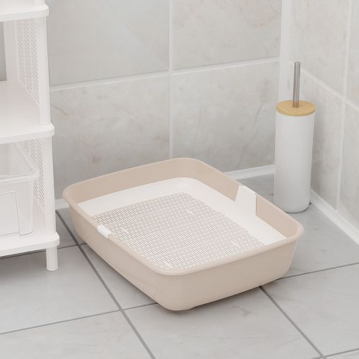 Лоток для животных Альтернатива, с сеткой, бело-бежевый фото