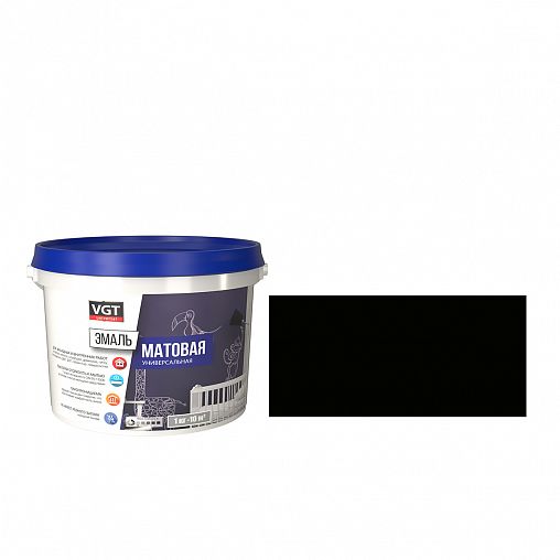 Эмаль универсальная VGT ВД-АК-1179, матовая, 2,5 кг, черная фото