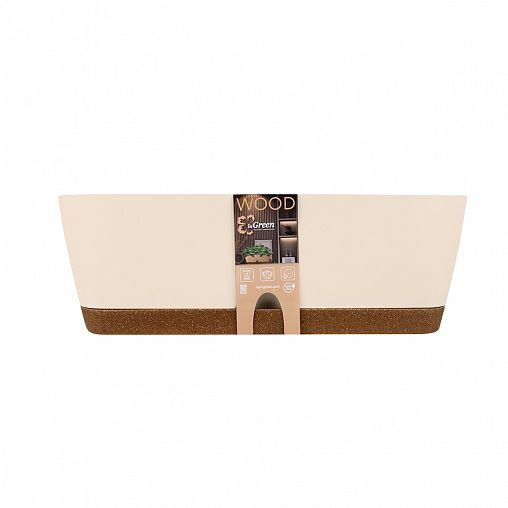 Ящик балконный InGreen Wood, 40 см, сливочный/бук фото