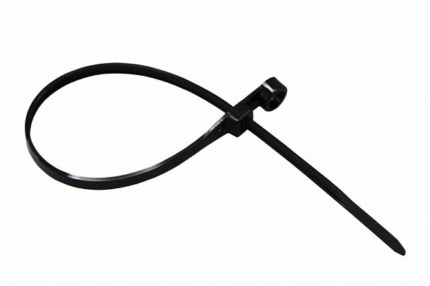 Хомут-стяжка под винт Rexant, нейлон, 4,3 x 200 мм, 100 шт, черный фото