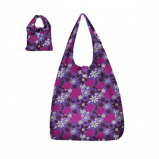 Сумка складная с чехлом Рыжий кот, полиэстер, 38 x 58 см, фиолетовая фото