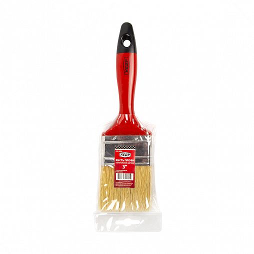 Кисть плоская Кедр Профи №3, натуральная щетина, пластиковая ручка, 75 мм фото