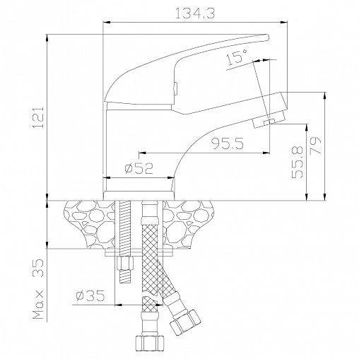 Смеситель для раковины с коротким изливом Rossinka Y40-11, однорычажный, хром фото