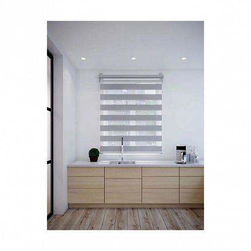 Рулонная штора день-ночь Decofest Бейс, серая, миниролл, 55 x 160 см фото