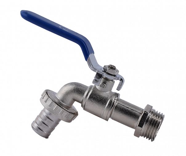 Кран шаровой из никелированной латуни с носиком под шланг 3/4" фото