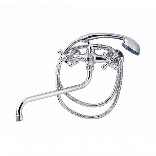 Смеситель для ванны с душем Tsarsberg 111-95, с длинным изливом, двухвентильный, хром фото