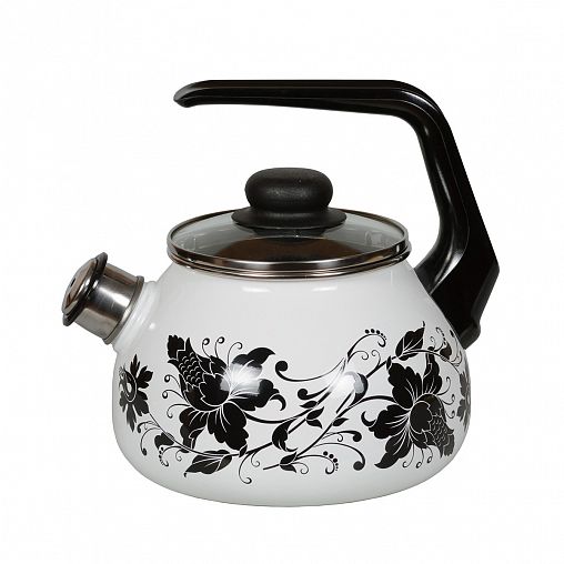 Чайник эмалированный со свистком Vitross Tango, 2 л, белоснежный фото