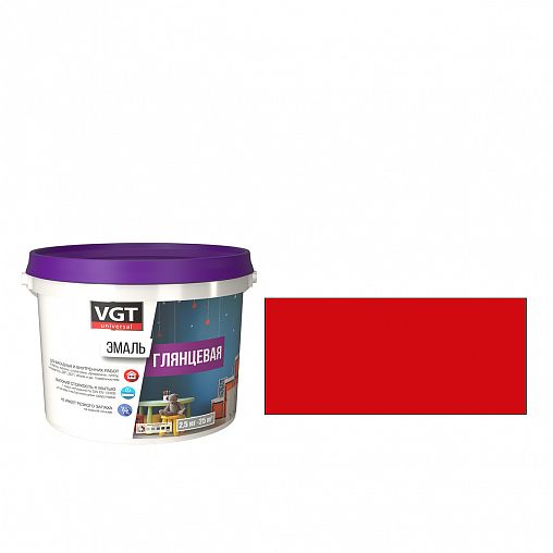 Эмаль универсальная VGT ВД-АК-1179, глянцевая, 2,5 кг, красная фото