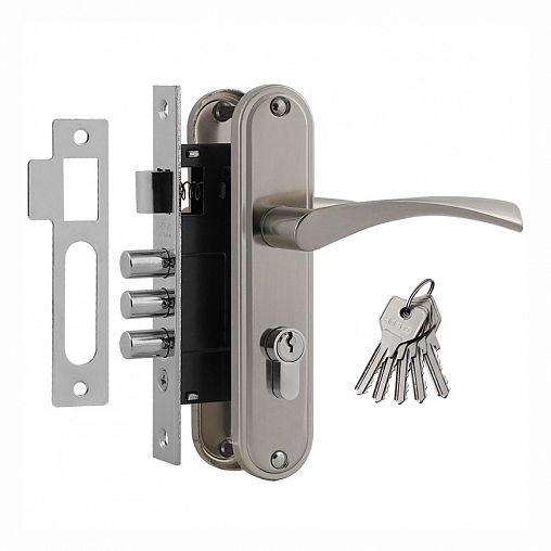 Замок врезной Нора-М 700А-61,5 мм, 5 ключей, матовый никель фото