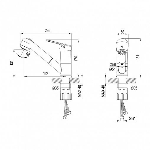 Смеситель для кухни Lemark Luna LM4150C, вытягивающийся излив, однорычажный, хром фото