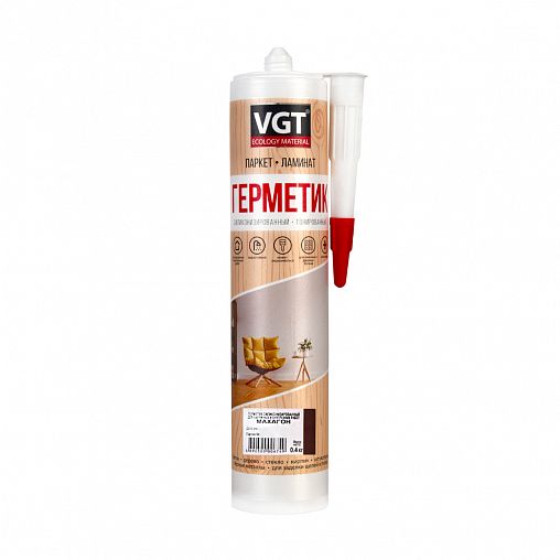 Силиконизированный герметик для наружных и внутренних работ VGT, 400 г, махагон фото
