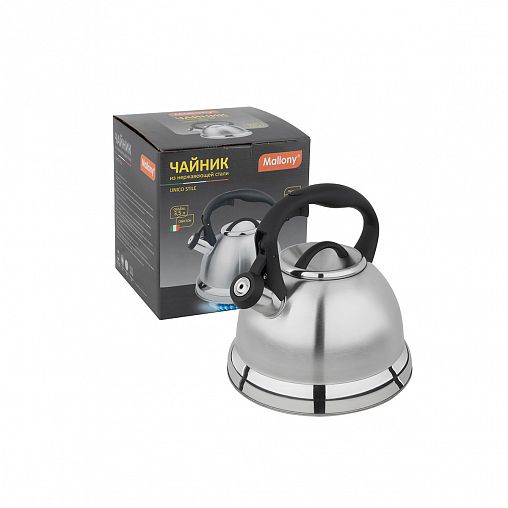 Чайник со свистком Mallony Unico Style, нержавеющая сталь, 3,5 л фото