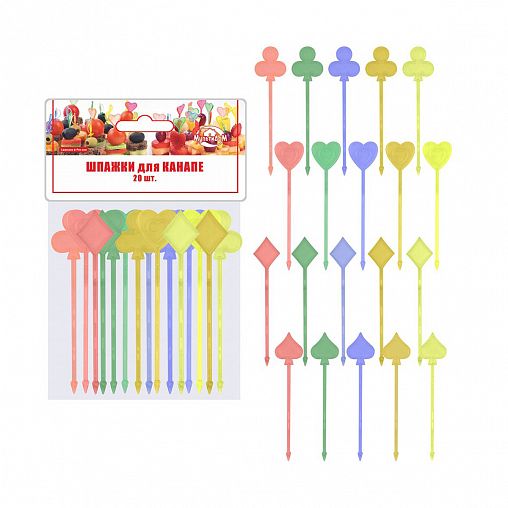 Шпажки для канапе Мультидом Карты, 90 мм, 20 шт фото